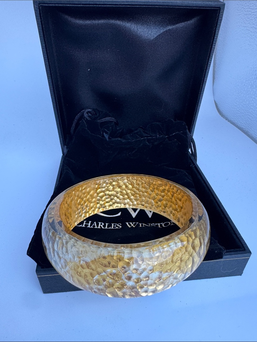 Hammered Gold Bangle Bracelet